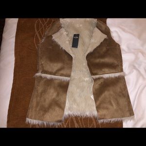Brown Faux Leather & Fur Vest